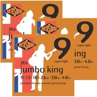 3 sets Rotosound JK9 Jumbo King Phosphor Bronze 9 - 48 Acoustic Guitar Strings