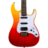 Jet JS-600-TRS Electric Guitar - Flamed Top - Trans Red Ebony Fretboard