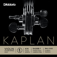 D'Addario Kaplan Ball End Violin Single E String, 4/4 Scale, Extra-Heavy Tension