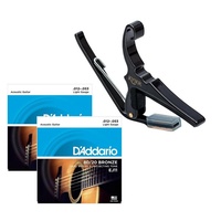 Kyser 6-String Acoustic Guitar Capo with 2 sets of D'addario EJ11 Strings 12-53