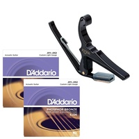 Kyser 6-String Acoustic Guitar Capo with 2 sets of D'addario EJ26 Strings 11-52
