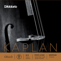 D'Addario Kaplan Cello Single D String, 4/4 Scale, Medium Tension