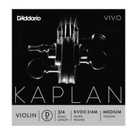 D'Addario Kaplan Vivo Violin D String, 3/4 Scale, Medium Tension