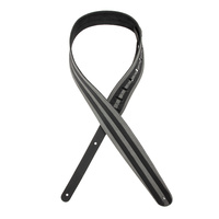 D'Addario Deluxe Leather Guitar Strap, Racing Stripes, Grey with Black Stripes