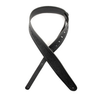 D'Addario Deluxe Leather Guitar Strap, Embossed Flowers, Black