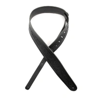D'Addario Deluxe Leather Guitar Strap, Embossed Flowers, Black