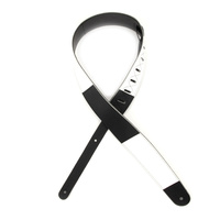 D'Addario Deluxe Leather Guitar Strap, Horizontal Stripe, Black and White