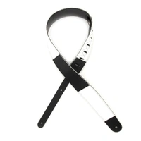 D'Addario Deluxe Leather Guitar Strap, Horizontal Stripe, Black and White