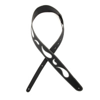 D'Addario Deluxe Leather Guitar Strap, Paisley Window. Black with White
