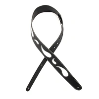 D'Addario Deluxe Leather Guitar Strap, Paisley Window. Black with White