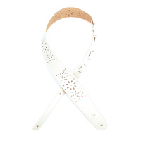 D'Addario Leather Guitar Strap, Perforated White