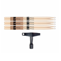 LA Special by Promark 5BN Hickory Drumsticks , 3-pack - Nylon Tip + BBT Drum Key