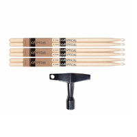 LA Special by Promark 5BN Hickory Drumsticks , 3-pack -  Nylon Tip + BBT Drum Key