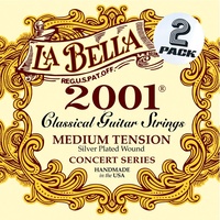 2 Pack La Bella 2001 Medium Tension Silver Wound Concert Classical Guitar Strings