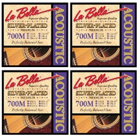 La Bella Silver-Plated Acoustic Guitar Strings 700M Medium 4 SETS