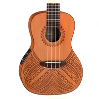 Luna UKE TAPA CDR Solid Cedar Top Concert Acoustic Electric Ukulele with Gig Bag