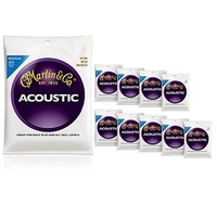 10 x Martin M-150 80/20 Bronze medium  Acoustic Guitar Strings .013 - .056 M150