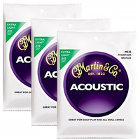 3 x Martin M530 Phosphor Bronze Acoustic Guitar Strings Extra Light 10 - 47