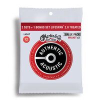 Martin Authentic Acoustic Lifespan 2.0 Treated Guitar Strings - 92/8 Phosphor Bronze Light, 3-pack