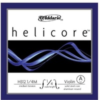 D'Addario Helicore Violin Single Wound  A String 1/4 Scale, Medium  Tension H312
