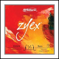 D'Addario Zyex Double Bass Single E  String, 3/4 Scale, Medium  Tension