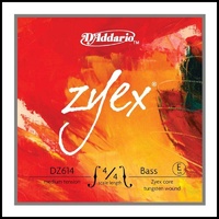 D'Addario Zyex Double Bass Single E  String, 4/4 Scale, Medium  Tension