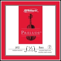 D'Addario Prelude Bass Single D String, 3/4 Scale, Medium Tension J612
