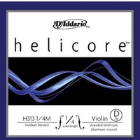 D'Addario Helicore Violin Single D String, 1/4 Scale, Medium Tension Made in USA