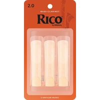 Rico Bass Clarinet Reeds , Strength 2 , 3-pack No 2 x 3 reeds Made in USA