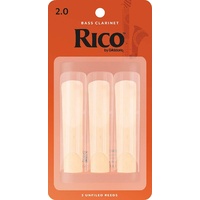 Rico Bass Clarinet Reeds , Strength 2 , 3-pack No 2  x 3 reeds Made in USA