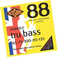 Rotosound RS885LD Black Nylon Flatwound 5 String Bass Guitar Strings 65 - 135