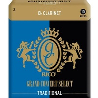 Rico Grand Concert Select Bb Clarinet Reeds, Strength 2, 10-pack
