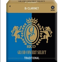 Rico Grand Concert Select Bb Clarinet Reeds, Strength 4, 10-pack
