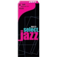 Rico Select Jazz Baritone Sax Reeds, Filed, Strength 4 Soft, 5-pack