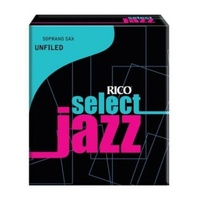D'addario Rico Unfiled Select Jazz Soprano Sax Reeds Strength 2 Medium 10-pack 