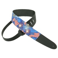 Straps P25MA-114 2.5-Inch Leather Guitar Strap With Designer Fabric Sewn On
