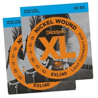  2x D'Addario EXL140 Lite Top / Heavy Bottom Electric Guitar Strings 10 - 52  