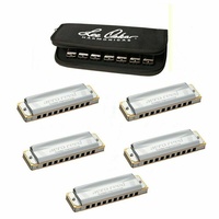 Tombo Major Aero Reed Diatonic Harmonica 5-Pack with Free Case Keys Bb Eb F C Db