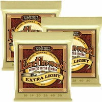 3 Sets Ernie Ball 2006 Earthwood 80/20 Extra Light Acoustic Guitar Strings 10-50