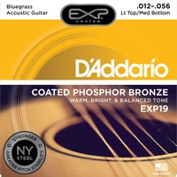 D'Addario EXP19 Coated NY Steel Phosphor Bronze Acoustic Guitar Strings 12 - 56