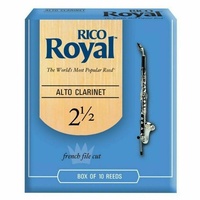 Rico Royal Alto Clarinet Reeds Strength 2.5  2 1/5 10 Reeds RDB1025