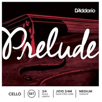 D'Addario Prelude Cello String Set 3/4 Scale, Medium Tension Cello strings set