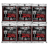 6 Sets Ernie Ball 3115 Coated Skinny Top/Hvy Bot Titanium Electric Strings 10-52
