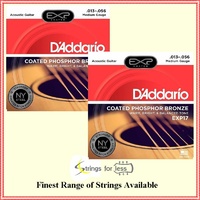 D'Addario 2 Sets EXP17 Coated Phosphor Bronze Medium Acoustic Strings 13 - 56