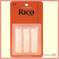 Rico Bb Clarinet 3 x Reeds, Strength 2.5 ( 2 1/2 ) 3-pack RCA0325 by D'addario
