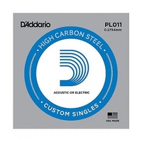 5 x D'Addario PL011 Single Plain Steel .011 Acoustic or Electric Guitar Strings