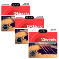 3 Sets D'Addario EXP17 Coated Acoustic Guitar Strings  New York Steel 13 - 56