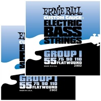 2 Sets Ernie Ball 2802 Flat Wound Electric Bass Guitar Strings .055 - .110