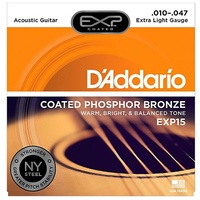 D'Addario EXP15 Coated Phosphor Bronze Extra Light Acoustic Strings 10-47