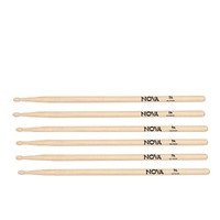 Vic Firth Nova 7A Wood Tip 3 Pairs American Hickory Drumsticks